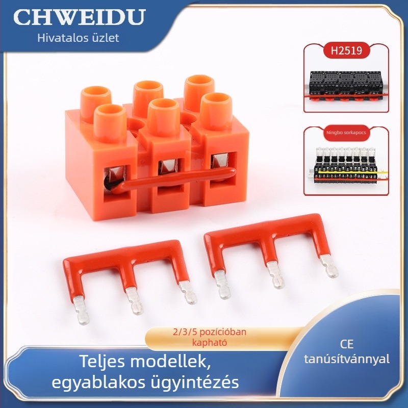 10 mm-es pitchű PCB pin rövidítő csík, H2519, réz, zöld terminál