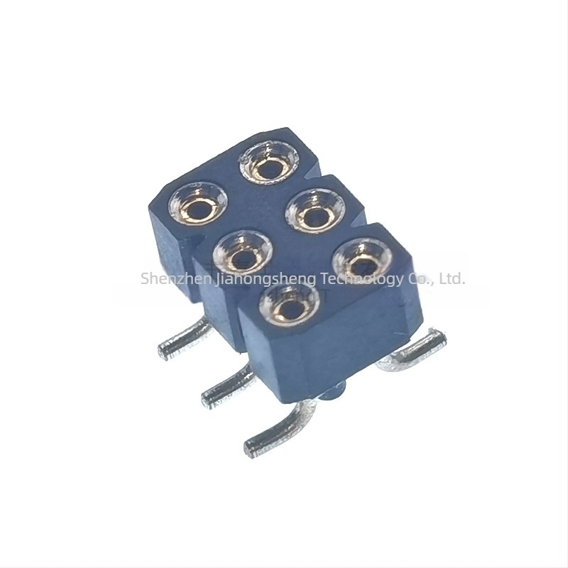 2.54/2.0/1.27 mm központos távolságú körlyukas pin header, női, dupla sor, SMD, aranyozott, belső fogás