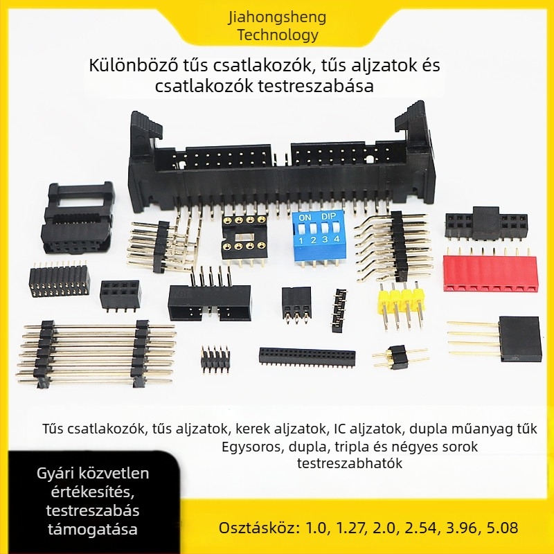 2.54/2.0/1.27 mm központos távolságú körlyukas pin header, női, dupla sor, SMD, aranyozott, belső fogás