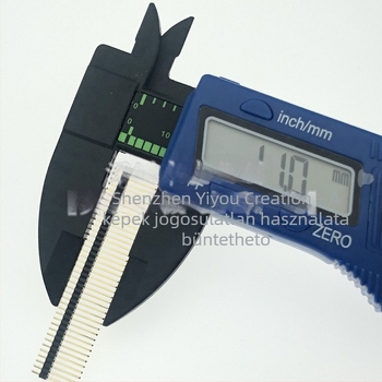 1,27 mm-es lépés, egyréses és kétsoros tűk, hosszított egyenes tűk, 1×40P, 2×50P, tűk hossza 11–12 mm, aranyozott