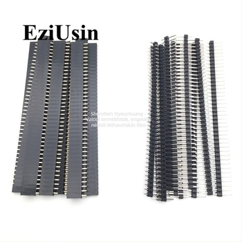 2,54 mm-es lépésszémezség, 1×40-pines egyenes férfi header és a hozzáillő női header, 10 db