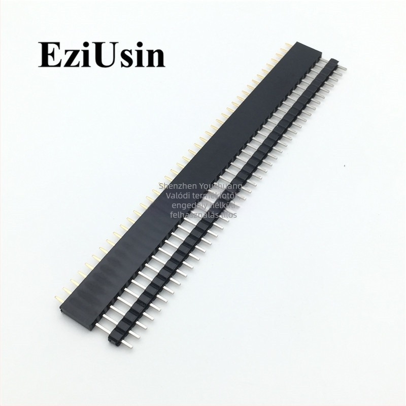 2,54 mm-es lépésszémezség, 1×40-pines egyenes férfi header és a hozzáillő női header, 10 db