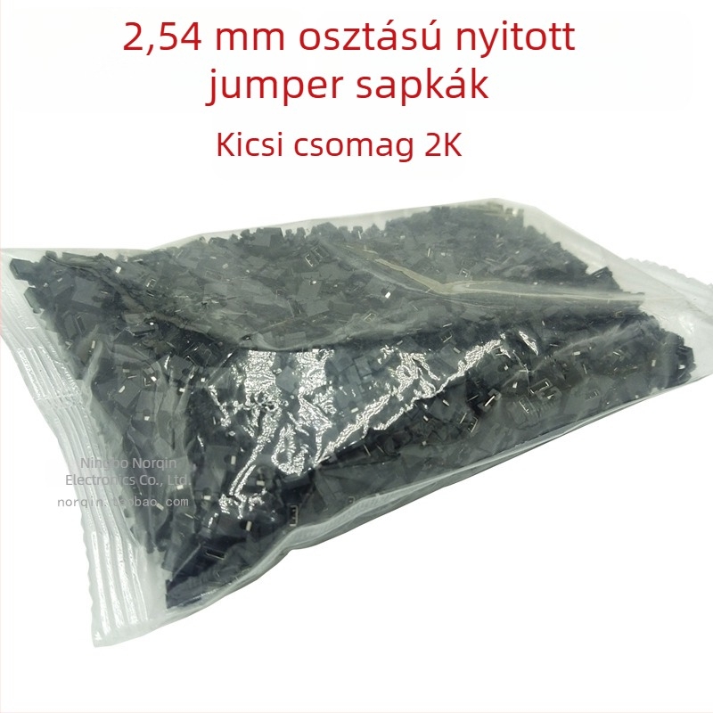 2,54 mm-es színű nyitott jumper sapkák, 2000 darab/csomag, piros sárga kék zöld fekete, tűs csatlakozókhoz