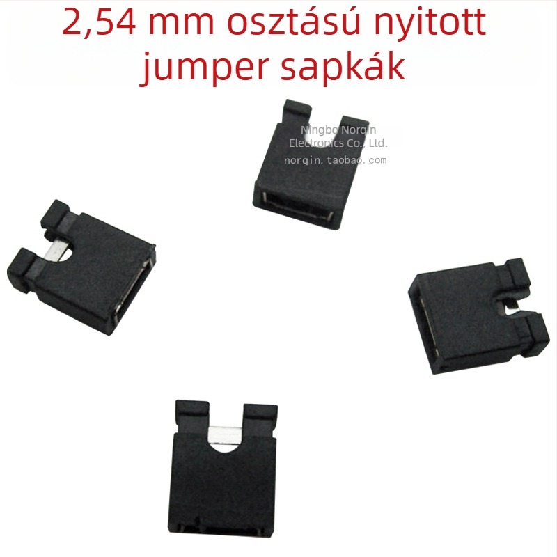 2,54 mm-es színű nyitott jumper sapkák, 2000 darab/csomag, piros sárga kék zöld fekete, tűs csatlakozókhoz