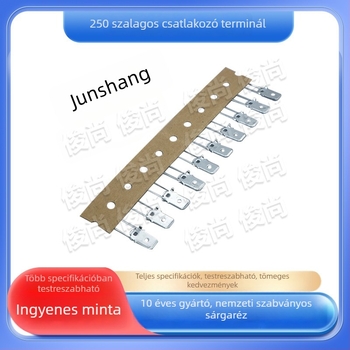 250 szalagterminál-csatlakozó, sárgaréz dugaszolható típusú női terminál, vastított