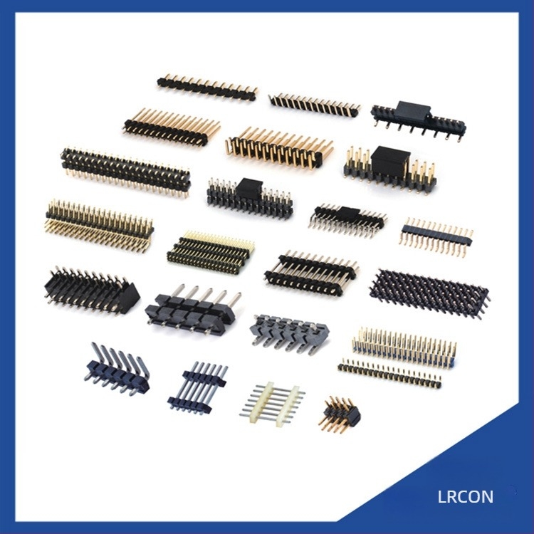 Lianrun Electronics Pin header 2,54 mm-es lépés, 2-40P, egy- vagy kétsoros, horizontális csatlakozó sárgaréz izolátorral PCB-hez