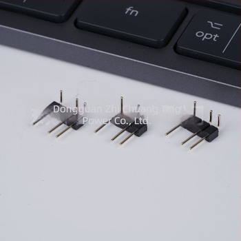 Fekete aranyozott 2,54 mm-es, 4-pins fejcsatlakozó LED-szalaghoz, 90°-ban hajlított tűk, férfi és női csatlakozók
