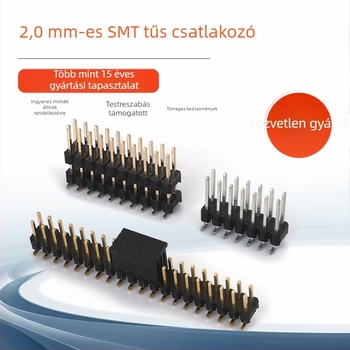 2,0 mm középtávolságú PIN-fej, egyrészes vagy kétsoros, SMT fej, választható dupla műanyag házzal és rögzítő sapkával