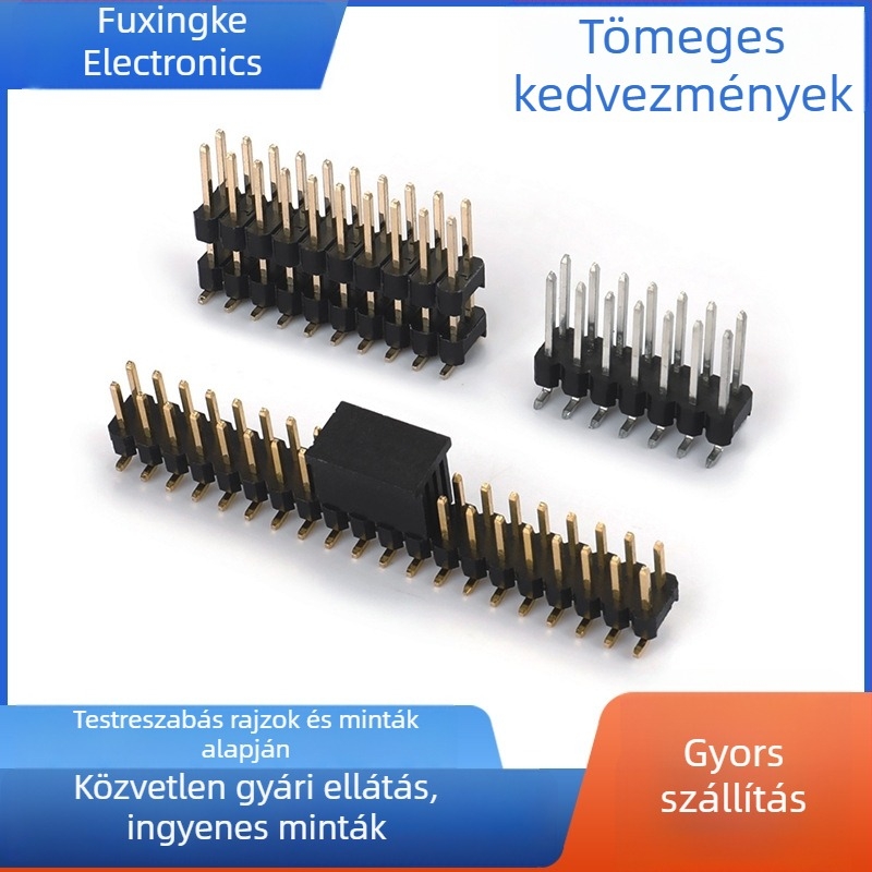 2,0 mm középtávolságú PIN-fej, egyrészes vagy kétsoros, SMT fej, választható dupla műanyag házzal és rögzítő sapkával