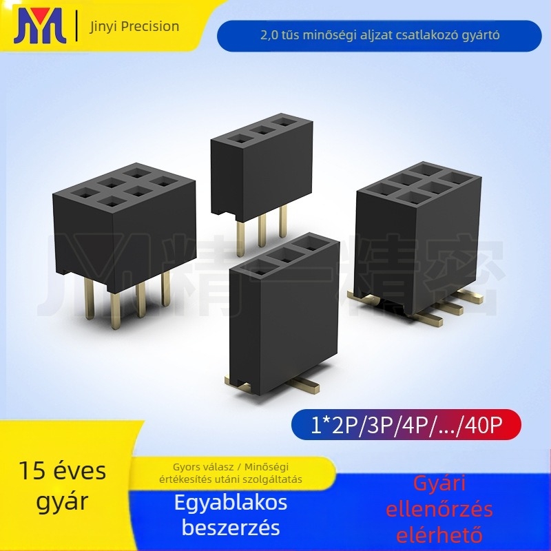 Refined 2.0 sorozat közvetlen csatlakozó női, egy sorban, 2.0-es lépésköz, 2–40 érintkező, aranyozott izolátor, felületre szerelhető