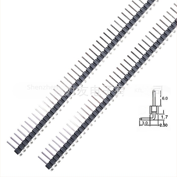 40 tűs, egy-soros csatlakozó, 2,54 mm lépés, 90° hajlított (1x40)
