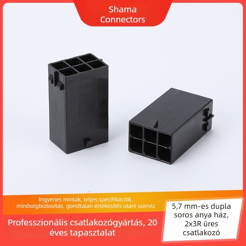 5,7 mm két soros női ház servo kábelcsatlakozóhoz, fekete, 4,2 mm-es lépés, 5559-2P11P