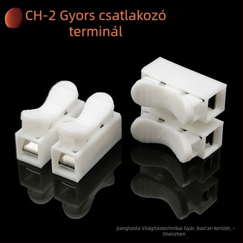 CH-2 kétpólusú nyomásos terminálcsatlakozó lámpákhoz, csavarmentes, önzáró, tűzálló