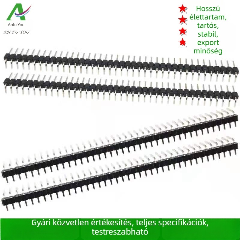 2,54 mm-es hajlított pin-header, 1×40P és 2×40P, aranyozott réz