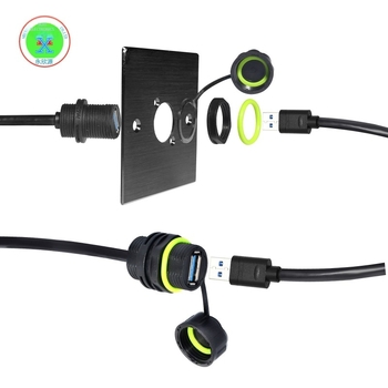 M20 RJ45 vízálló csatlakozó USB 3.0 IP68, 9 pólusú terminál vezeték hálózati csatlakozó nylon szigeteléssel