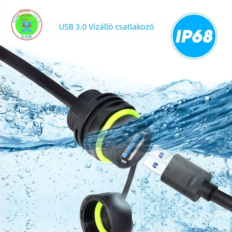 M20 RJ45 vízálló csatlakozó USB 3.0 IP68, 9 pólusú terminál vezeték hálózati csatlakozó nylon szigeteléssel