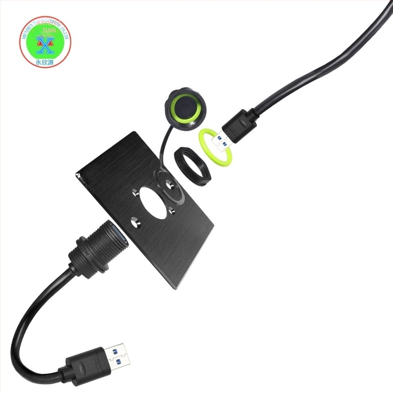 M20 RJ45 vízálló csatlakozó USB 3.0 IP68, 9 pólusú terminál vezeték hálózati csatlakozó nylon szigeteléssel