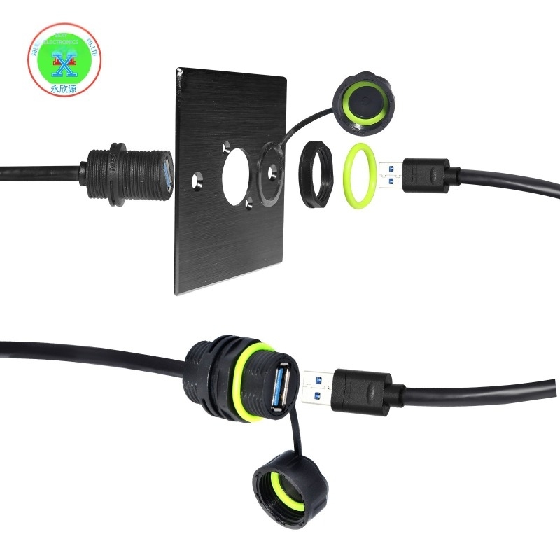 M20 RJ45 vízálló csatlakozó USB 3.0 IP68, 9 pólusú terminál vezeték hálózati csatlakozó nylon szigeteléssel
