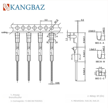 5,0 mm-es kábelkészlet FPC csatlakozóval, 2,54 mm-es középponttal, részben aranyozott érintkezők, membránkapcsoló, zárható műanyag ház