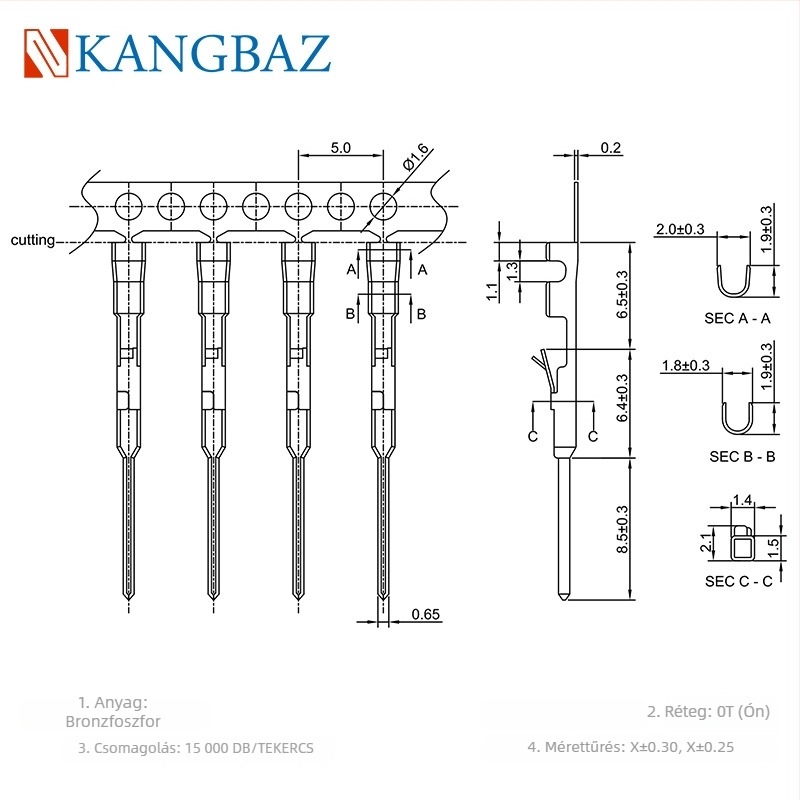 5,0 mm-es kábelkészlet FPC csatlakozóval, 2,54 mm-es középponttal, részben aranyozott érintkezők, membránkapcsoló, zárható műanyag ház