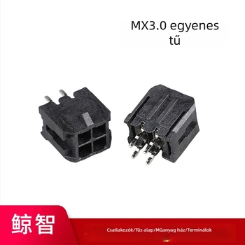 MX3.0 2x2P egyenes tűs csatlakozó, 180°, kettős sor, vezeték-vezeték és nyomtatott áramkör közötti csatlakozó