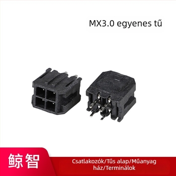 MX3.0 2x2P egyenes tűs csatlakozó, 180°, kettős sor, vezeték-vezeték és nyomtatott áramkör közötti csatlakozó