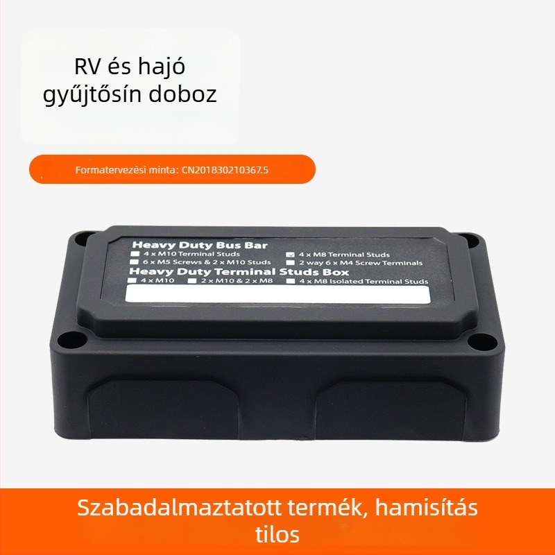 M8 4‑utas busbar RV‑hez és jachtokhoz, 300A nagyáramú, 48V réz busbar és vezetékes készlet (USP)