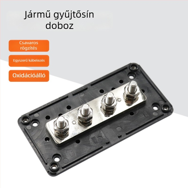 M8 4‑utas busbar RV‑hez és jachtokhoz, 300A nagyáramú, 48V réz busbar és vezetékes készlet (USP)