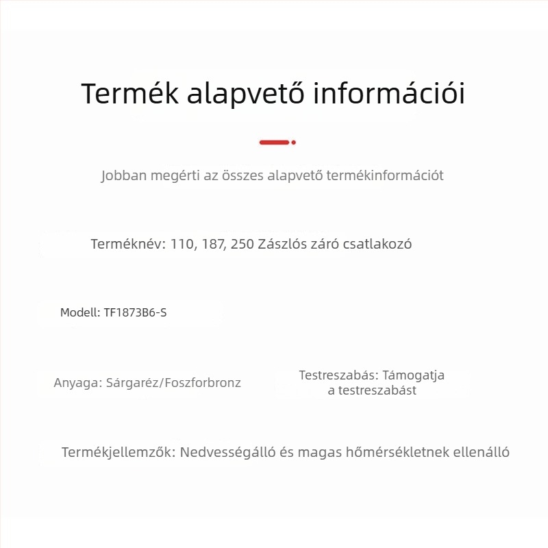 Egyedi 110/187/250 kábelezéshez zászló típusú önzáró rugós terminál