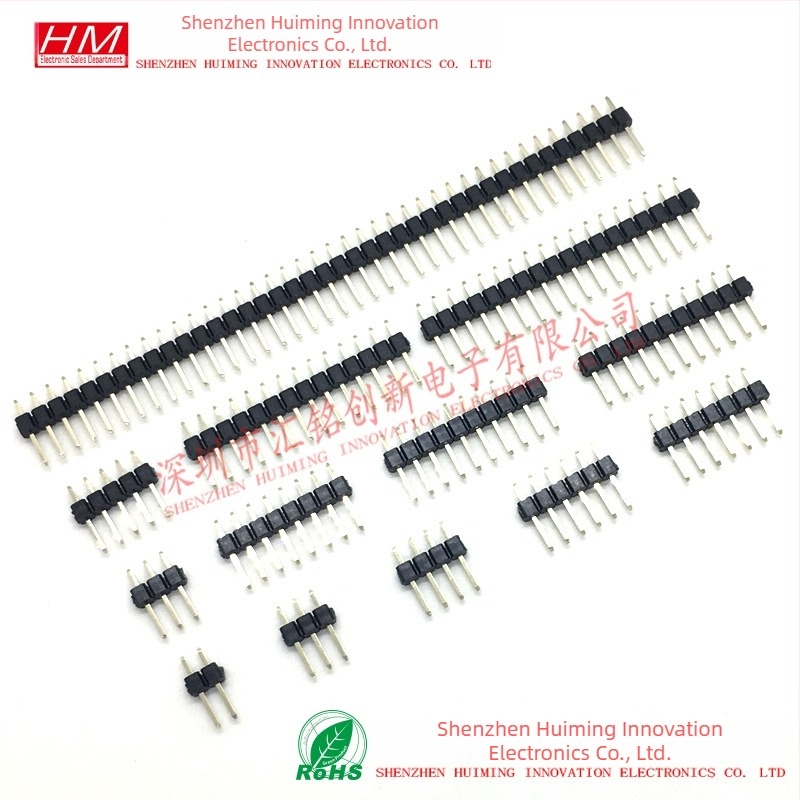2,54 mm-es pitch-ű egy soros, egyenes PIN-fejléc, 1x2P/3P/4P/5P/6P/7P/8P/10P/12P/15P/20P/40P