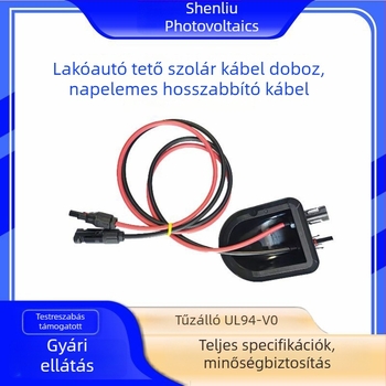 Lakókocsi tetőn található fotovoltaikus csatlakozódoboz hosszabbító kábellel