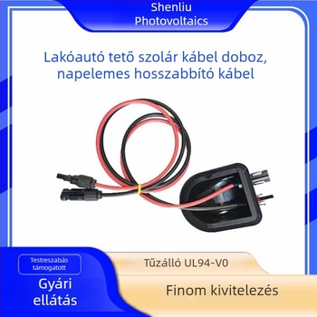 Lakókocsi tetőn található fotovoltaikus csatlakozódoboz hosszabbító kábellel