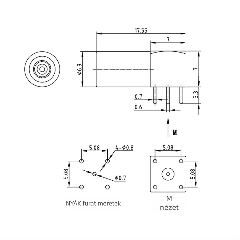 Push-Pull önzáró koaxiális csatlakozó EPL.00.250.NTN PCB-hez