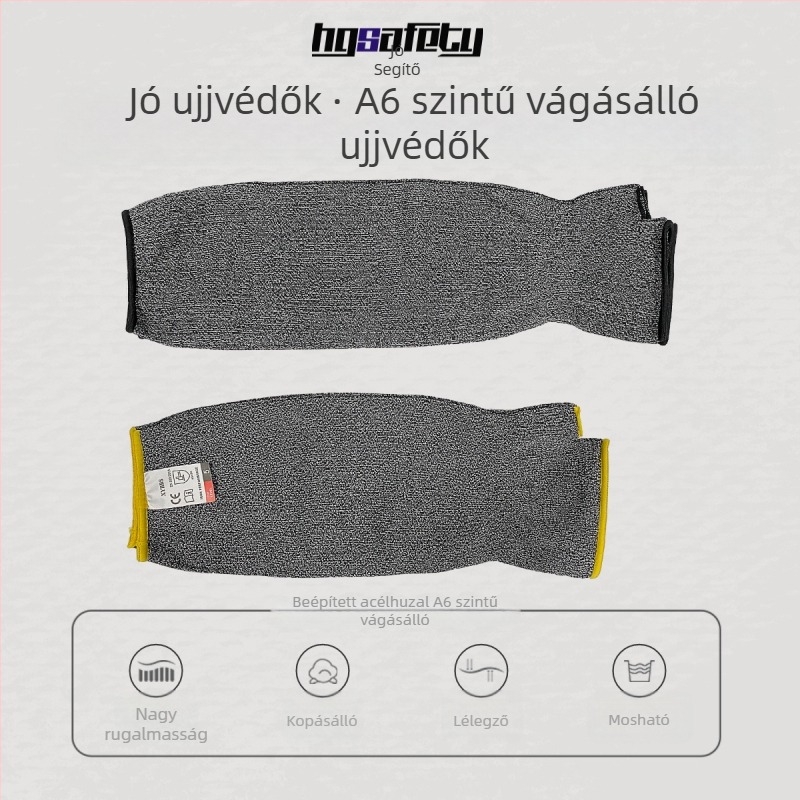 Hosszított karvédő acélhálós anyagból, öt szintű vágásállóság, üveggyári felhasználás
