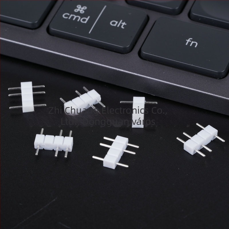 2,54 mm, 4-pins fehér ónosított fejpin LED-szalag csatlakozóhoz, egy sor, kerek lyukak