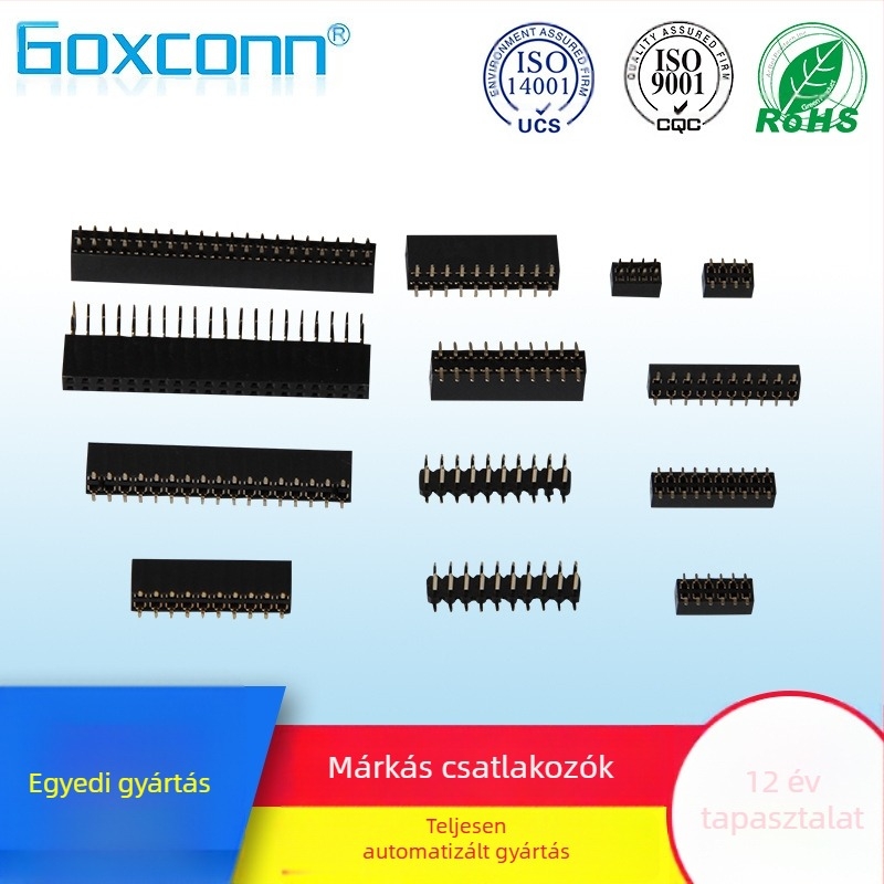 GOXCONN női fejcsatlakozó, testre szabott, 1.0/1.27/2.0/2.54 mm köz, SMT DIP, egy- és kétsoros, 2–40 tű