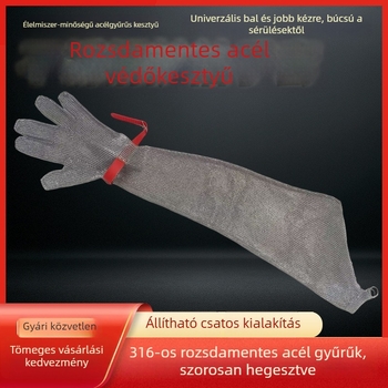 Vágásbiztos ujjvédők rozsdamentes acélgyűrűs kesztyűkkel a kéz védelmére (húsfeldolgozásra és varrásra)