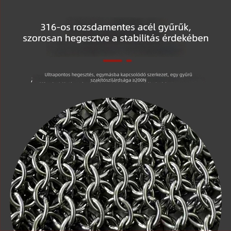 Vágásbiztos ujjvédők rozsdamentes acélgyűrűs kesztyűkkel a kéz védelmére (húsfeldolgozásra és varrásra)