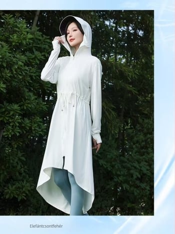 Kapucnis UV-védett nyári dzseki, lélegző, laza szabású, UPF50+, poliészter