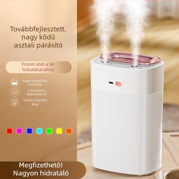 Otthoni ultrahangos párásító kettős köd-kimenettel és színes hangulatos világítással
