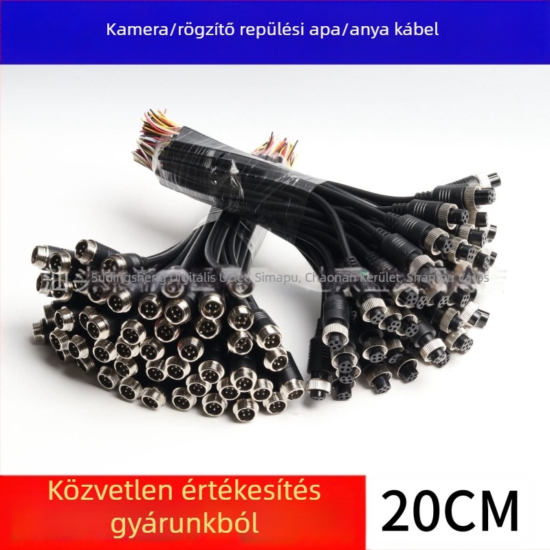GX12 repülőgép-csatlakozó kamera végkábel, 4-tűs csatlakozóval, félpótkocsihoz
