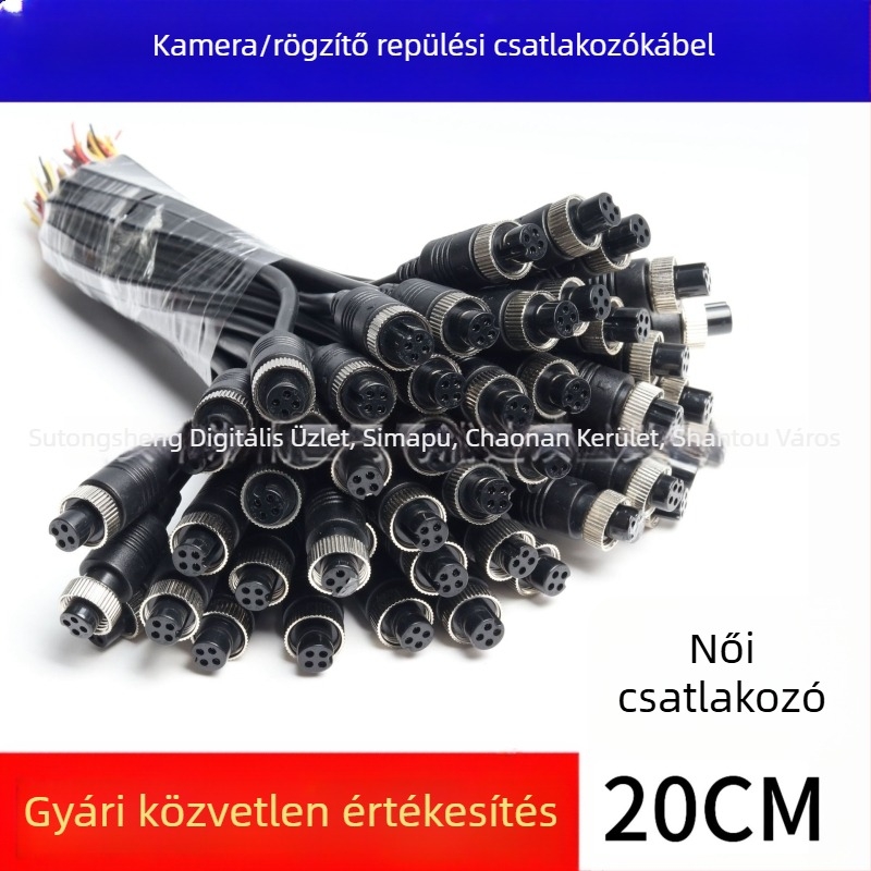 GX12 repülőgép-csatlakozó kamera végkábel, 4-tűs csatlakozóval, félpótkocsihoz