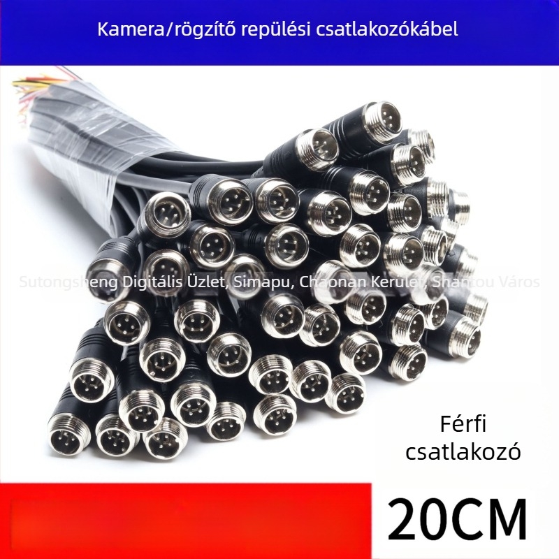 GX12 repülőgép-csatlakozó kamera végkábel, 4-tűs csatlakozóval, félpótkocsihoz