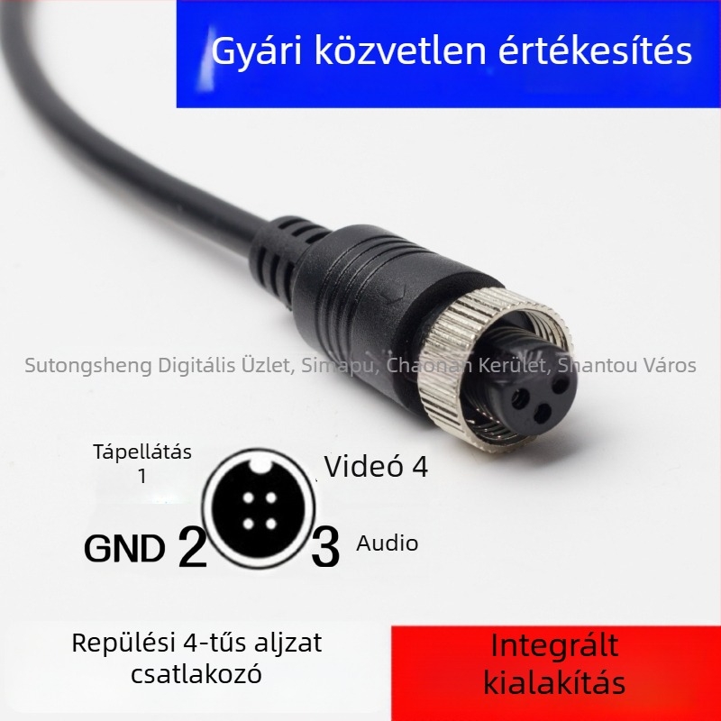 GX12 repülőgép-csatlakozó kamera végkábel, 4-tűs csatlakozóval, félpótkocsihoz