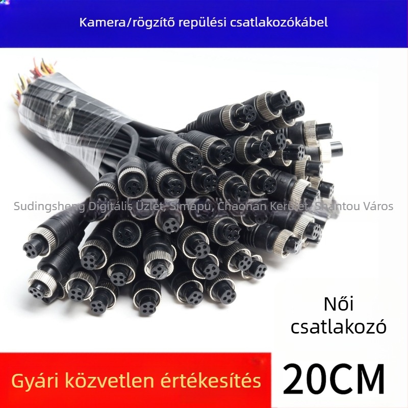 GX12 repülőgép-csatlakozó kamera végkábel, 4-tűs csatlakozóval, félpótkocsihoz
