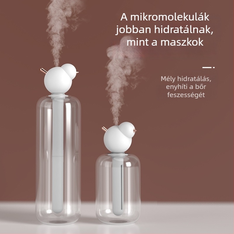 Új kompakt párásító hálószobára éjszakai fénnyel, csendes permetezés, mini autó-párásító