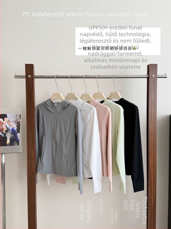 Női napvédő dzseki, Slim-fit, gyorsan száradó, lélegző, UPF 50+, kerékpározáshoz, egyszínű