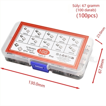 100 db Type-C USB SMT női csatlakozó, felületre szerelt, USB 3.1, 6P/16P, 4 pin