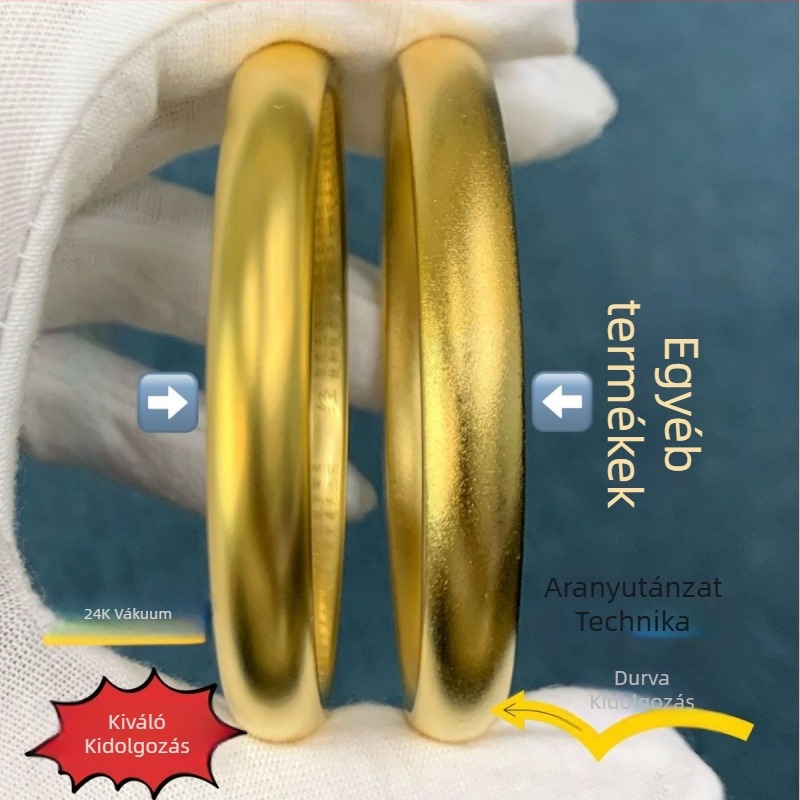 24K aranyozott gyűrű‑karkötő Lotusz Sutra motívummal, tömör, egyszerű stílus