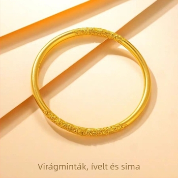 Aranyozott réz karkötő Bauhinia mintás hajlított vonalakkal, tömör kör alakú kialakítás